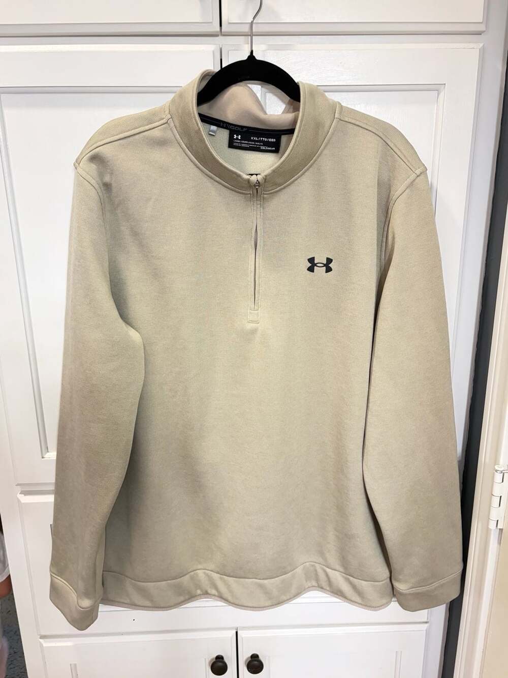 Under Armour Men’s Beige ColdGear Golf 1/4 Zip Athletic Pullover Men's Size XXL